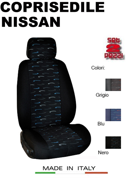 Coprisedili Anteriori NAVARA Versione compatibili con sedili con airbag con Fori per i poggiatesta e bracciolo Laterale 2005-2015 